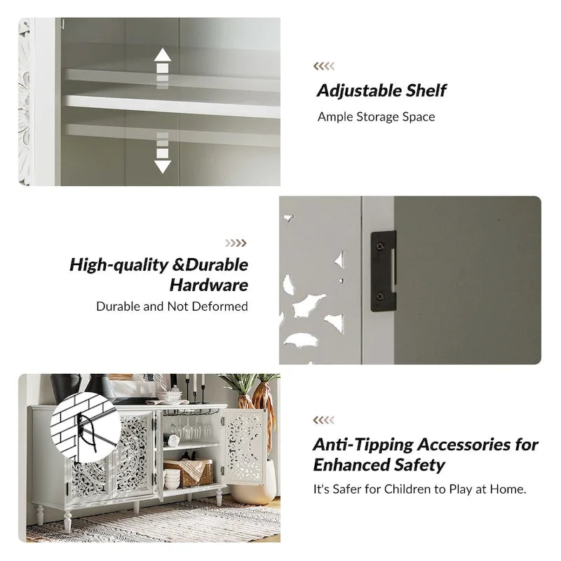 Ismenides Credenza Porta TV con Illuminazione Incorporata Intagliata Tradizionale di HULALA HOME
