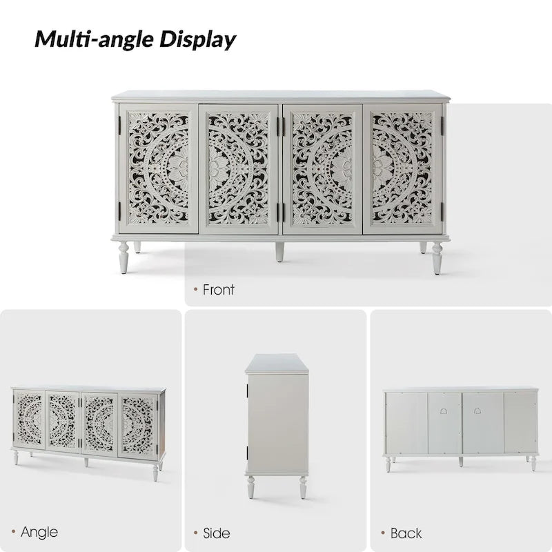 Ismenides Credenza Porta TV con Illuminazione Incorporata Intagliata Tradizionale di HULALA HOME