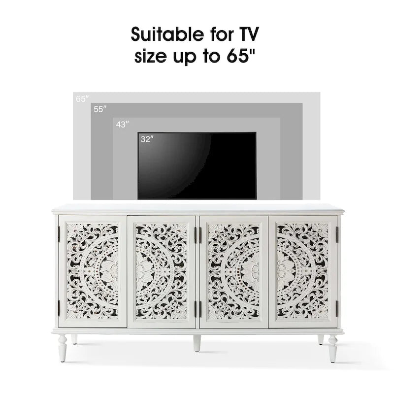 Ismenides Credenza Porta TV con Illuminazione Incorporata Intagliata Tradizionale di HULALA HOME