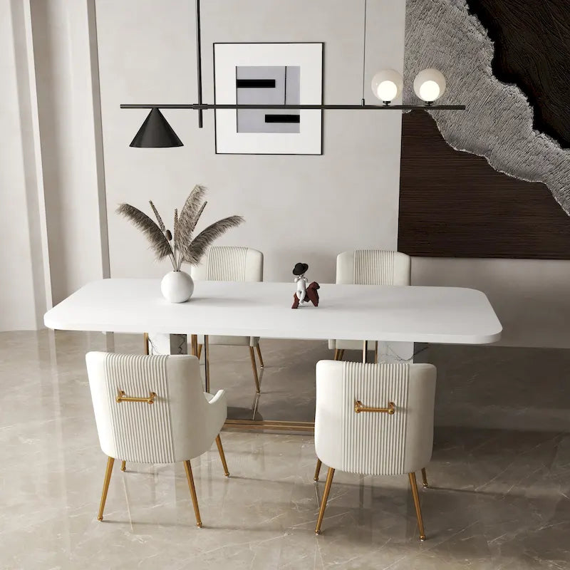 SEYNAR Sedia da Pranzo o da Toilette in Velluto Piega Bouclé Moderno Glam, Set da 4, con Maniglia Posteriore