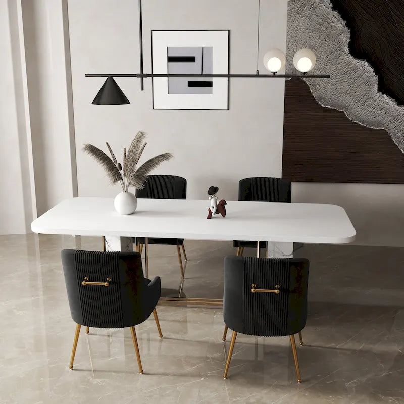 SEYNAR Sedia da Pranzo o da Toilette in Velluto Piega Bouclé Moderno Glam, Set da 4, con Maniglia Posteriore