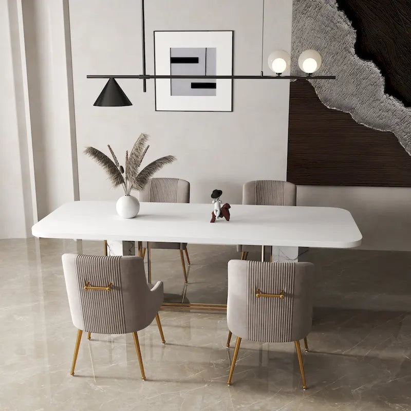SEYNAR Sedia da Pranzo o da Toilette in Velluto Piega Bouclé Moderno Glam, Set da 4, con Maniglia Posteriore