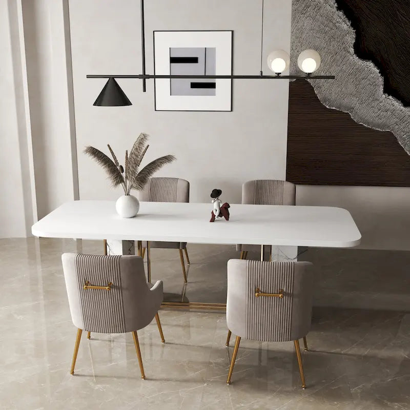 SEYNAR Sedia da Pranzo o da Toilette in Velluto Piega Bouclé Moderno Glam, Set da 4, con Maniglia Posteriore
