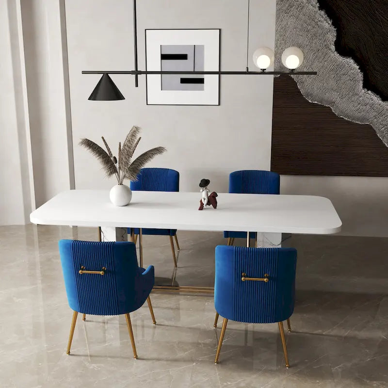 SEYNAR Sedia da Pranzo o da Toilette in Velluto Piega Bouclé Moderno Glam, Set da 4, con Maniglia Posteriore