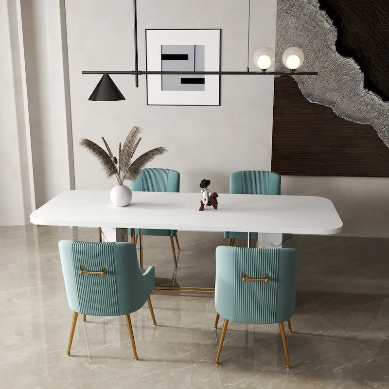 SEYNAR Sedia da Pranzo o da Toilette in Velluto Piega Bouclé Moderno Glam, Set da 4, con Maniglia Posteriore