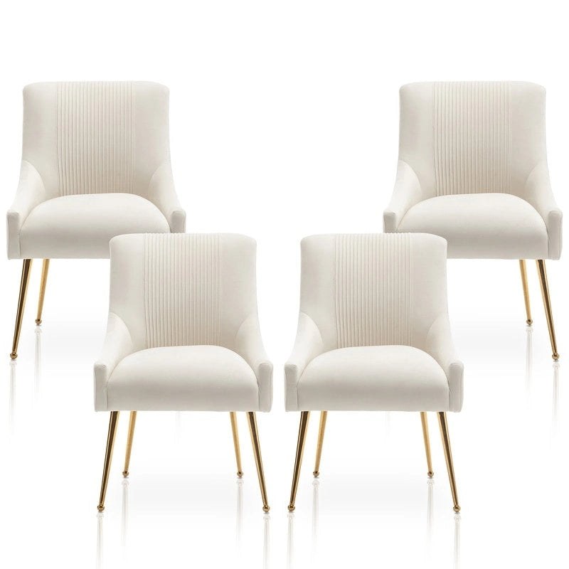 SEYNAR Sedia da Pranzo o da Toilette in Velluto Piega Bouclé Moderno Glam, Set da 4, con Maniglia Posteriore