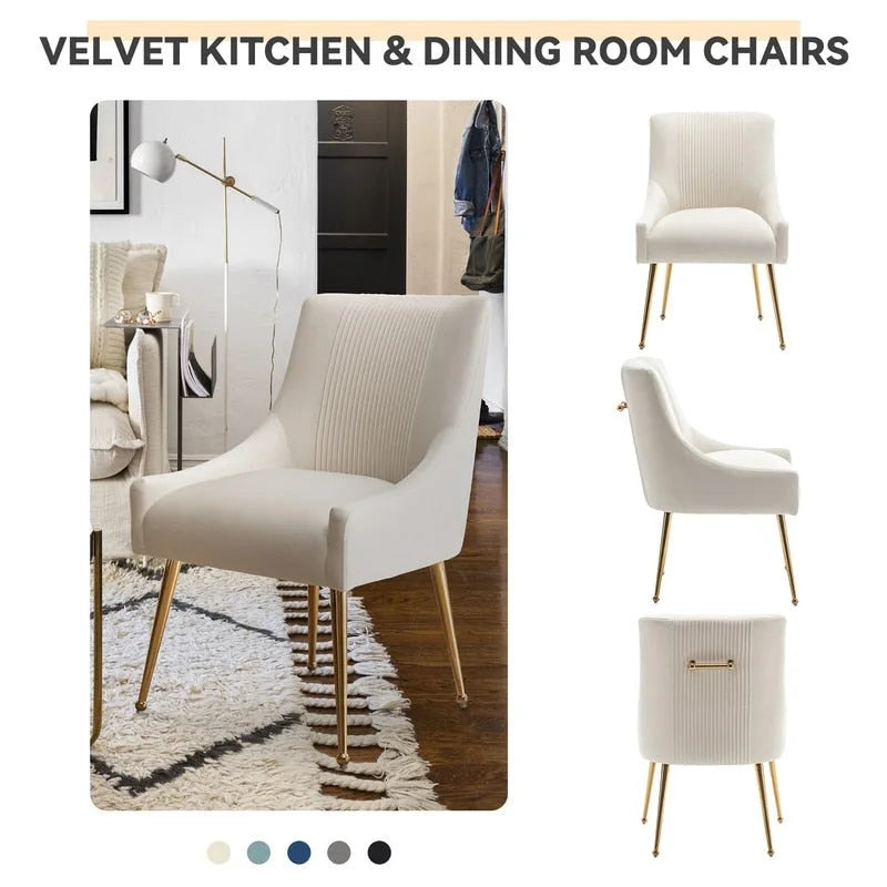 SEYNAR Sedia da Pranzo o da Toilette in Velluto Piega Bouclé Moderno Glam, Set da 4, con Maniglia Posteriore