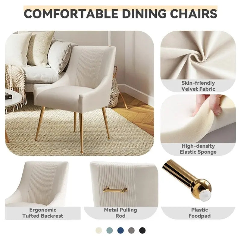 SEYNAR Sedia da Pranzo o da Toilette in Velluto Piega Bouclé Moderno Glam, Set da 4, con Maniglia Posteriore