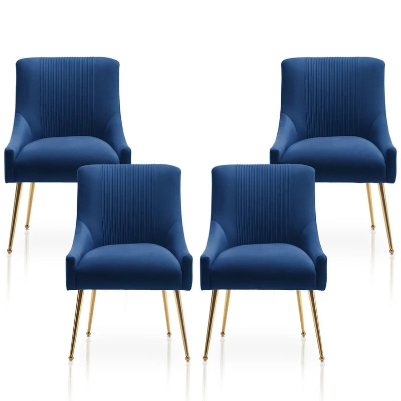 SEYNAR Sedia da Pranzo o da Toilette in Velluto Piega Bouclé Moderno Glam, Set da 4, con Maniglia Posteriore