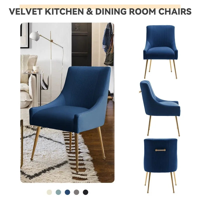 SEYNAR Sedia da Pranzo o da Toilette in Velluto Piega Bouclé Moderno Glam, Set da 4, con Maniglia Posteriore