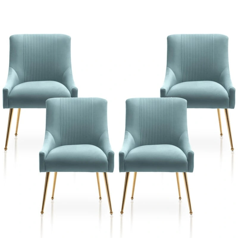 SEYNAR Sedia da Pranzo o da Toilette in Velluto Piega Bouclé Moderno Glam, Set da 4, con Maniglia Posteriore