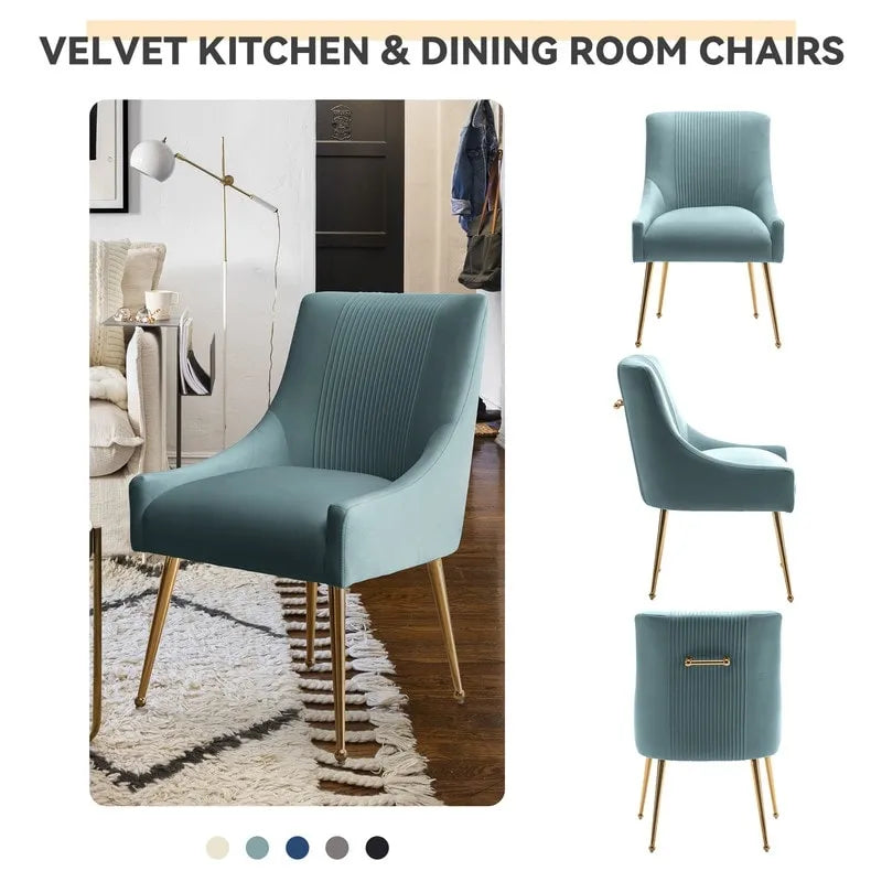SEYNAR Sedia da Pranzo o da Toilette in Velluto Piega Bouclé Moderno Glam, Set da 4, con Maniglia Posteriore