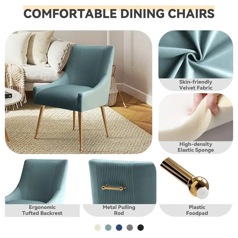 SEYNAR Sedia da Pranzo o da Toilette in Velluto Piega Bouclé Moderno Glam, Set da 4, con Maniglia Posteriore