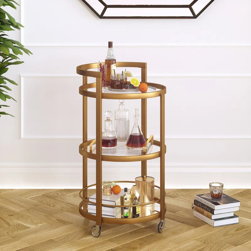 Carrello da bar a specchio Carmen Silver Orchid