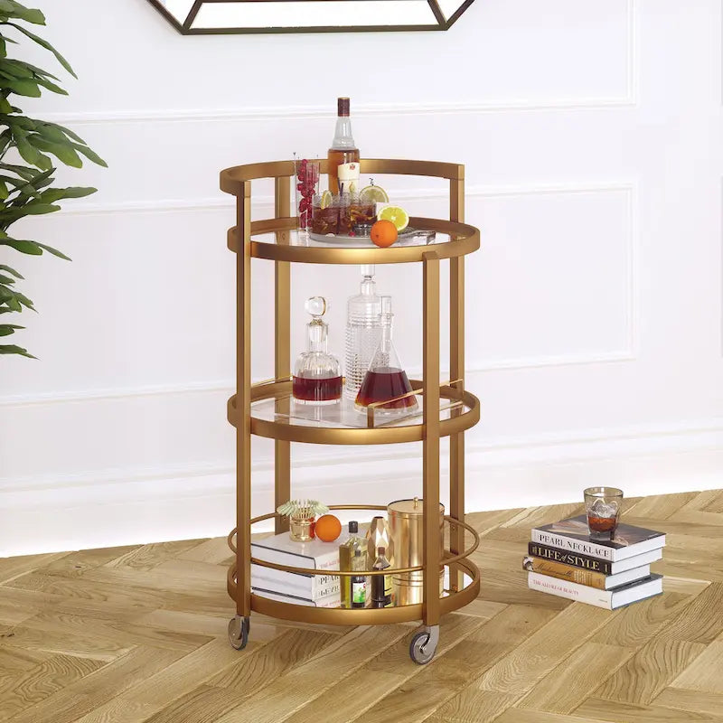 Carrello da bar a specchio Carmen Silver Orchid