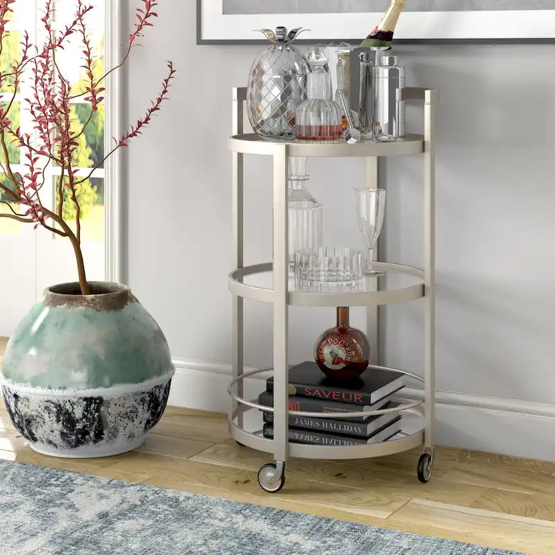 Carrello da bar a specchio Carmen Silver Orchid