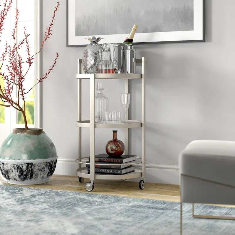 Carrello da bar a specchio Carmen Silver Orchid