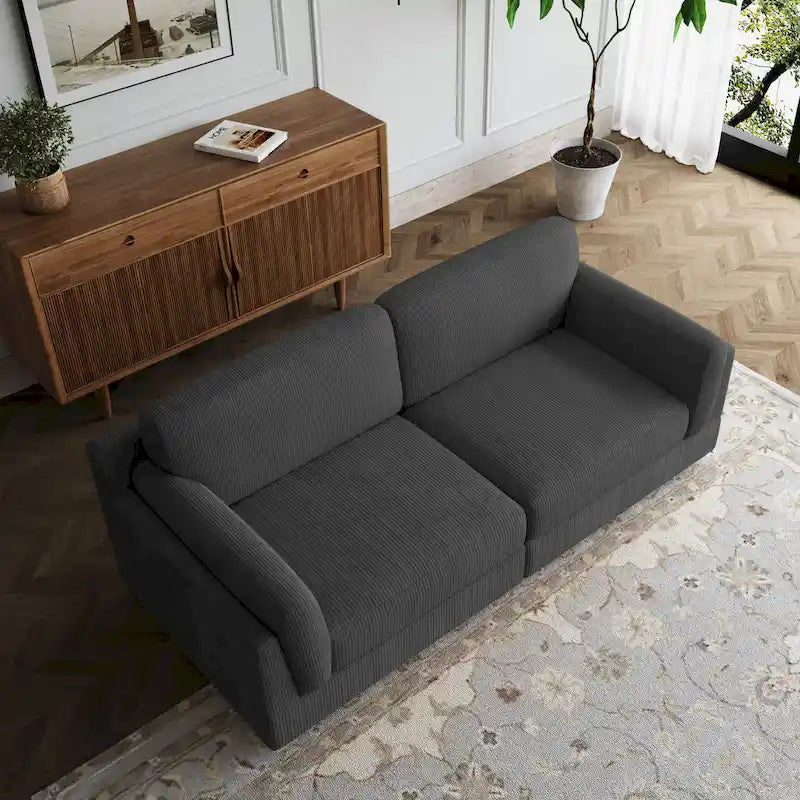 Divanetto in velluto a coste da 90 pollici con seduta profonda, stile moderno