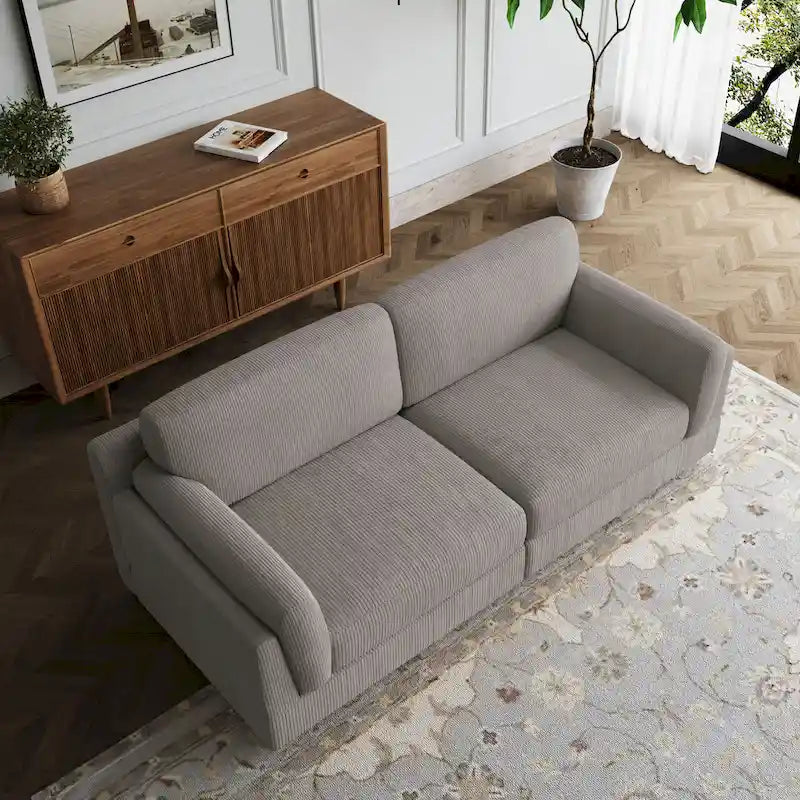 Divanetto in velluto a coste da 90 pollici con seduta profonda, stile moderno