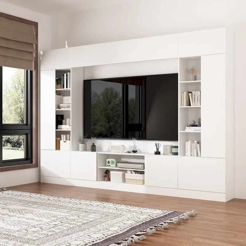 Meuble TV mural polyvalent éclairage LED - Convient aux téléviseurs jusqu'à 75 pouces