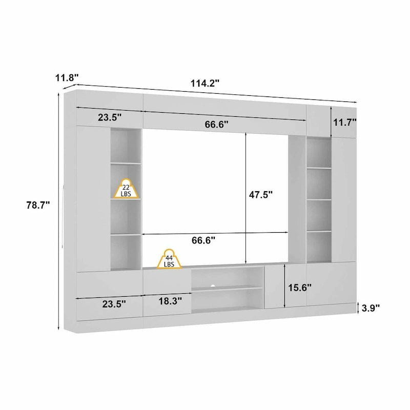 Mobile TV Versatile a Parete con Illuminazione a LED - Adatto per TV fino a 75 pollici