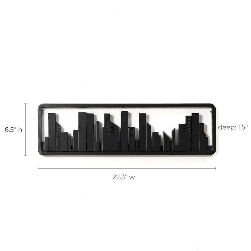 Appendiabiti e portasciugamani da parete in legno nero a 4 ganci - 22,3 di larghezza