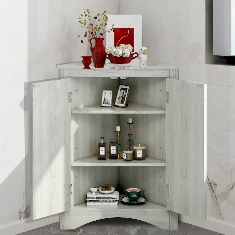 Mobiletto ad angolo per bagno con ripiani regolabili, armadietto da terra indipendente per cucina di casa
