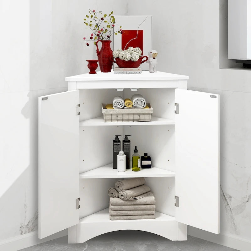 Mobiletto ad angolo per bagno con ripiani regolabili, armadietto da terra indipendente per cucina di casa