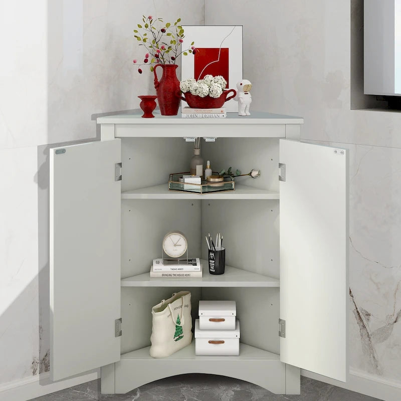 Mobiletto ad angolo per bagno con ripiani regolabili, armadietto da terra indipendente per cucina di casa