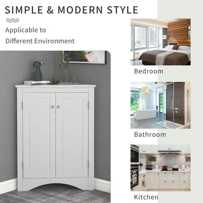 Mobiletto ad angolo per bagno con ripiani regolabili, armadietto da terra indipendente per cucina di casa