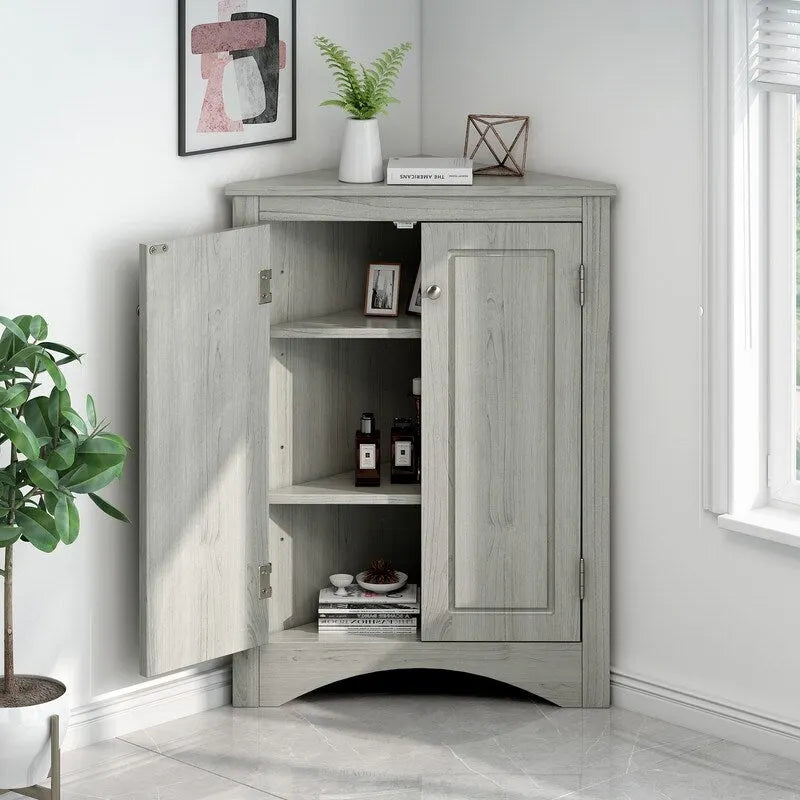 Mobiletto ad angolo per bagno con ripiani regolabili, armadietto da terra indipendente per cucina di casa