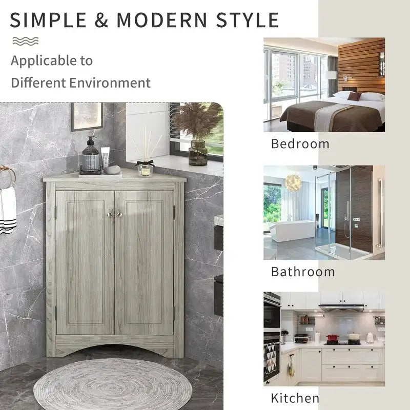 Mobiletto ad angolo per bagno con ripiani regolabili, armadietto da terra indipendente per cucina di casa