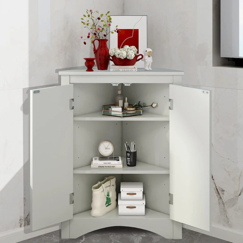 Mobiletto ad angolo per bagno con ripiani regolabili, armadietto da terra indipendente per cucina di casa