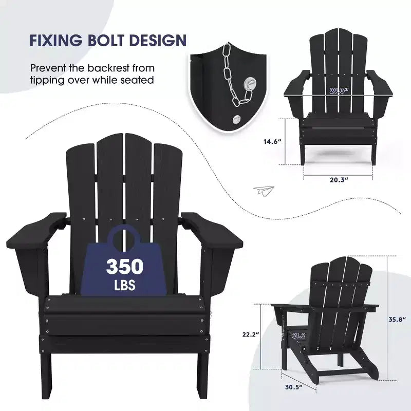 Sedia Adirondack Pieghevole Hyleory per Esterni, Poltrona da Giardino in HDPE