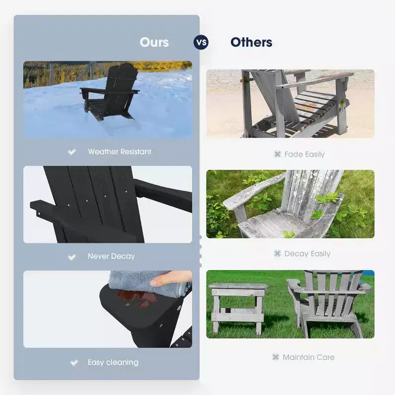 Sedia Adirondack Pieghevole Hyleory per Esterni, Poltrona da Giardino in HDPE