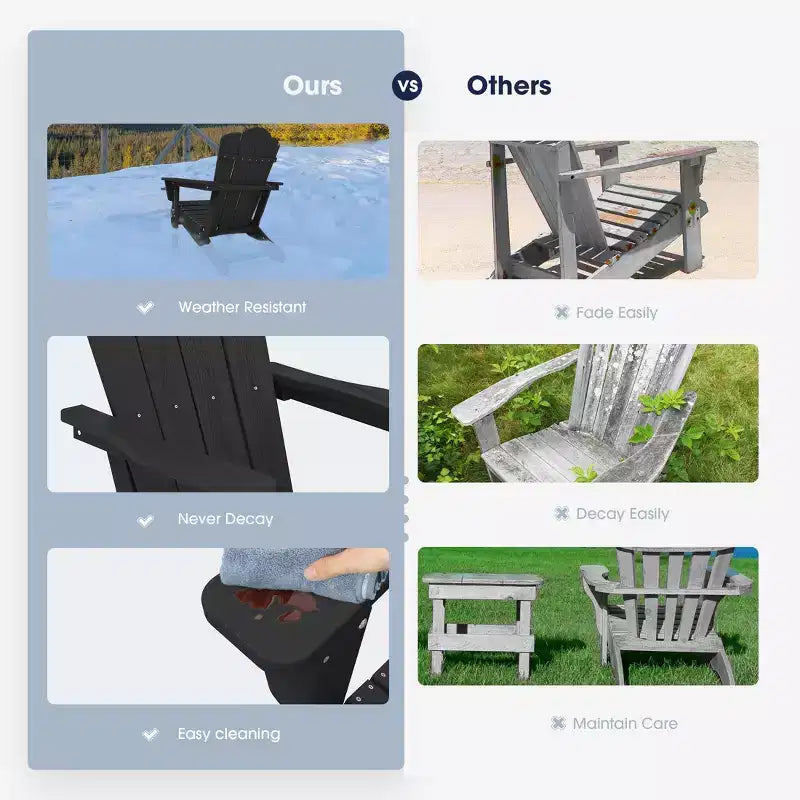 Sedia Adirondack Pieghevole Hyleory per Esterni, Poltrona da Giardino in HDPE