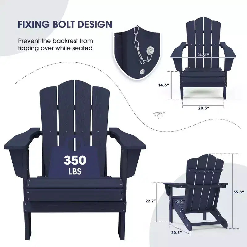 Sedia Adirondack Pieghevole Hyleory per Esterni, Poltrona da Giardino in HDPE