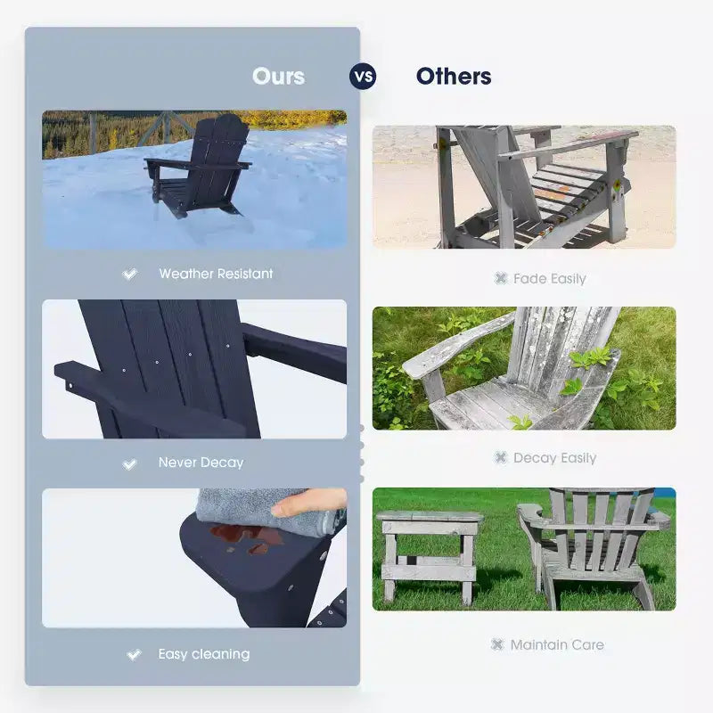 Sedia Adirondack Pieghevole Hyleory per Esterni, Poltrona da Giardino in HDPE