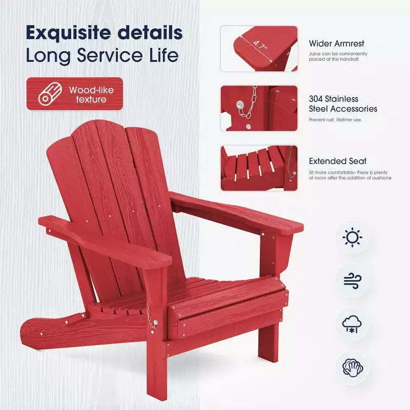 Sedia Adirondack Pieghevole Hyleory per Esterni, Poltrona da Giardino in HDPE