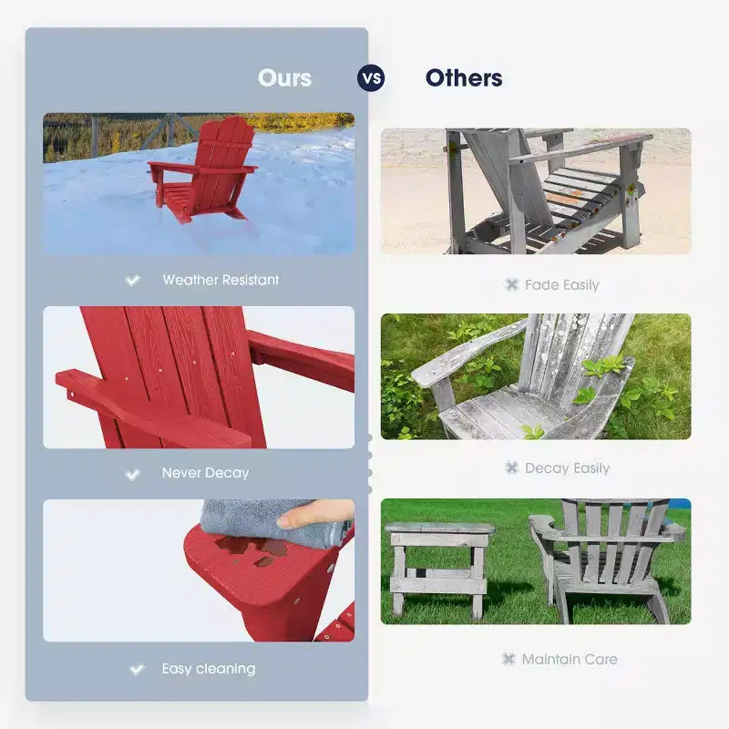 Sedia Adirondack Pieghevole Hyleory per Esterni, Poltrona da Giardino in HDPE