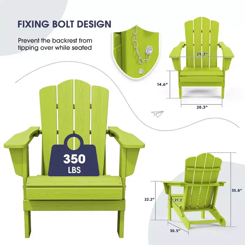 Sedia Adirondack Pieghevole Hyleory per Esterni, Poltrona da Giardino in HDPE