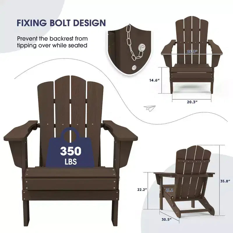 Sedia Adirondack Pieghevole Hyleory per Esterni, Poltrona da Giardino in HDPE