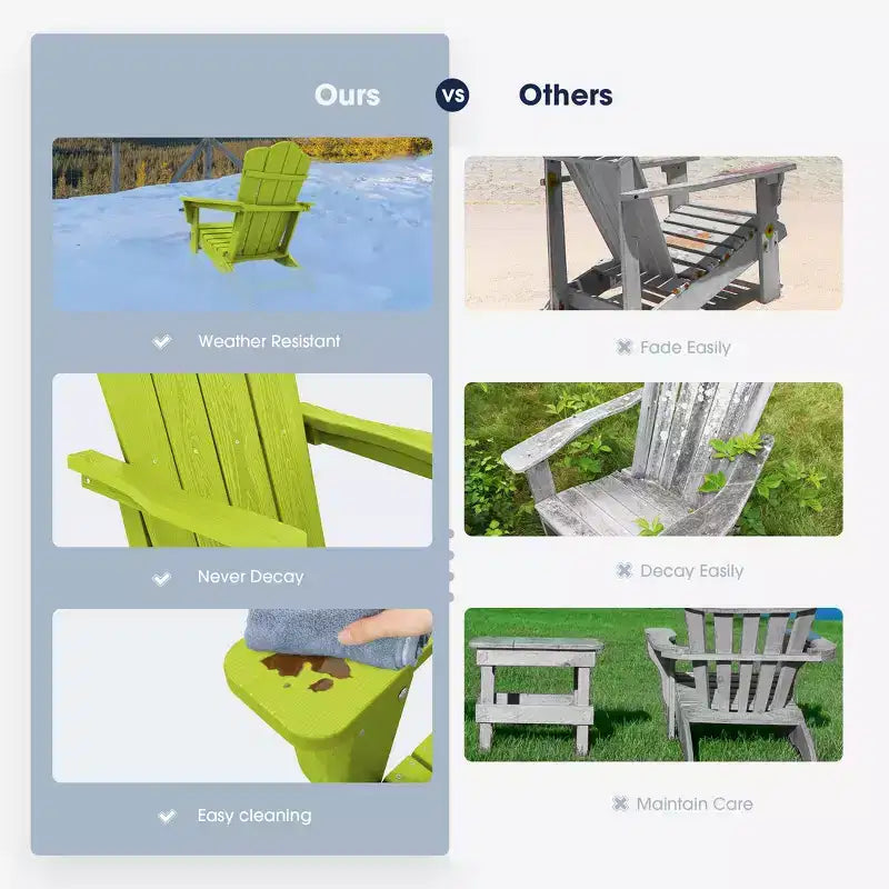 Sedia Adirondack Pieghevole Hyleory per Esterni, Poltrona da Giardino in HDPE