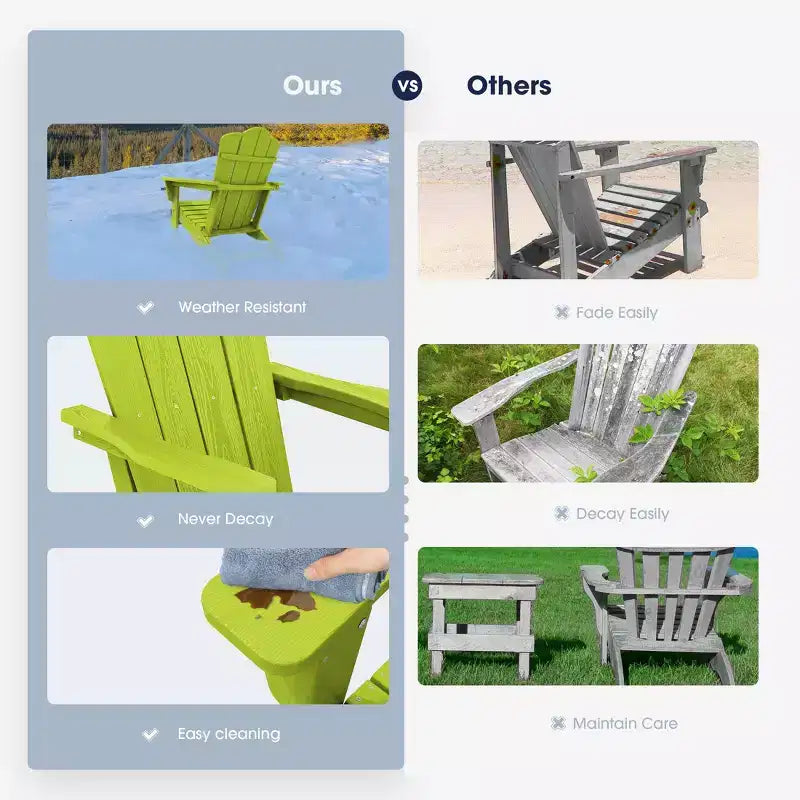 Sedia Adirondack Pieghevole Hyleory per Esterni, Poltrona da Giardino in HDPE