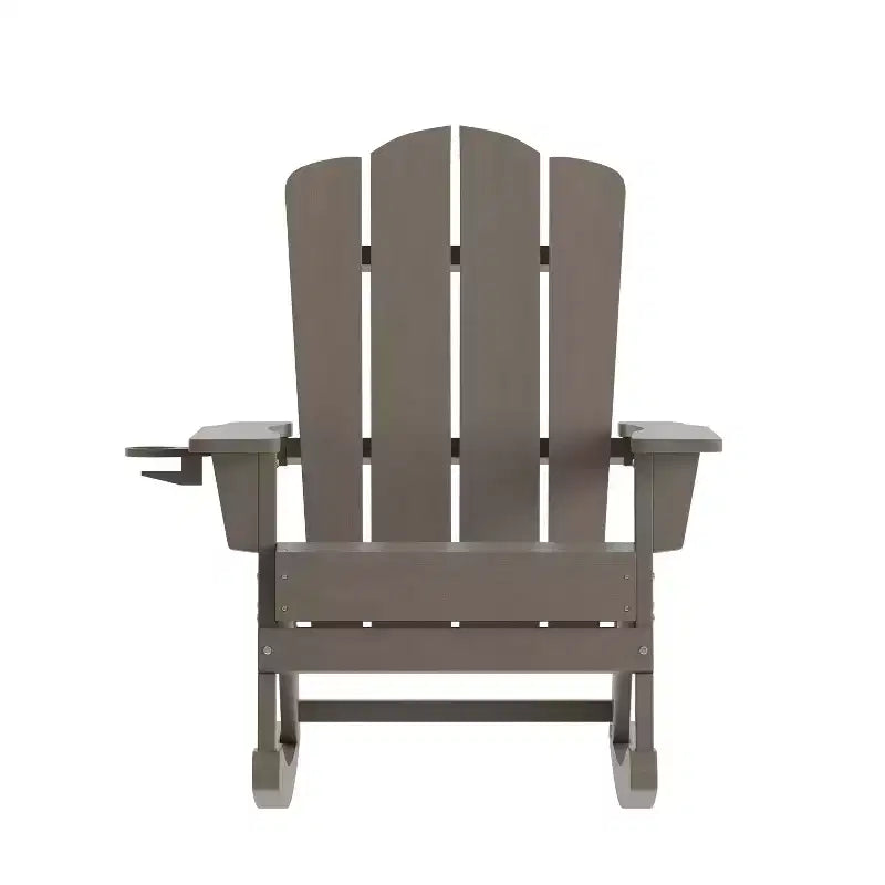 Merrick Lane Set di 2 sedie a dondolo Adirondack con portabicchieri, sedie per interni/esterni in HDPE per tutte le stagioni