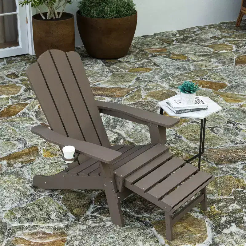 Merrick Lane Set di 2 sedie a dondolo Adirondack con portabicchieri, sedie per interni/esterni in HDPE per tutte le stagioni