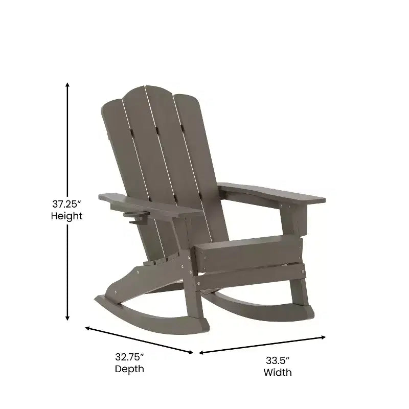 Merrick Lane Set di 2 sedie a dondolo Adirondack con portabicchieri, sedie per interni/esterni in HDPE per tutte le stagioni