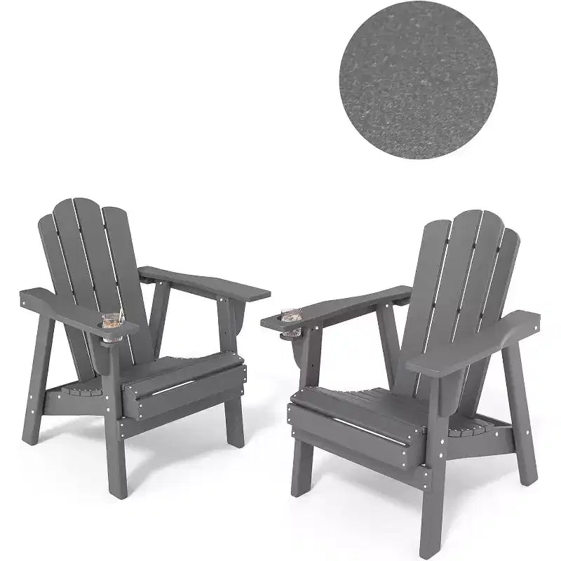 Sedia Adirondack EROMMY - In Polietilene ad Alta Densità (HDPE) Durevole, Sedia da Esterno Sovradimensionata per Balcone Portico Patio, Grigia