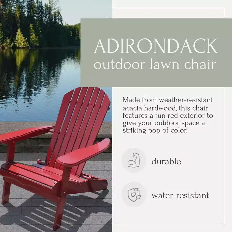 Sedia a sdraio Northbeam Adirondack da esterno, portatile, pieghevole in legno