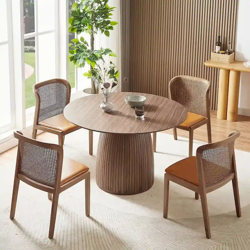 Tavolo da pranzo da 47,24 pollici per sala da pranzo 4-6 persone, tavoli rotondi da pranzo, tavolo moderno di metà secolo in legno di noce